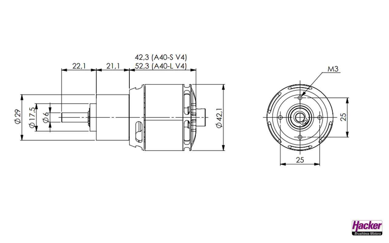 A40-10S V4G kv1600 + 6,7:1 PG from Hacker Motor 10109537 - Image 3